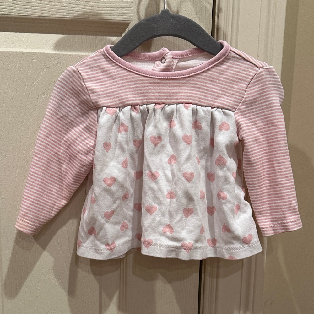 Little Me Pink Heart-Print Long Sleeve Baby Top